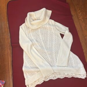 Women's Cream Turtleneck Sweater